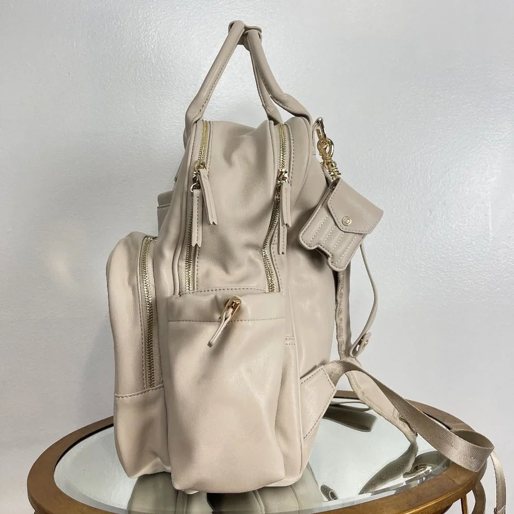 Ju-Ju-Be Cream Quilted Front Baby Backpack